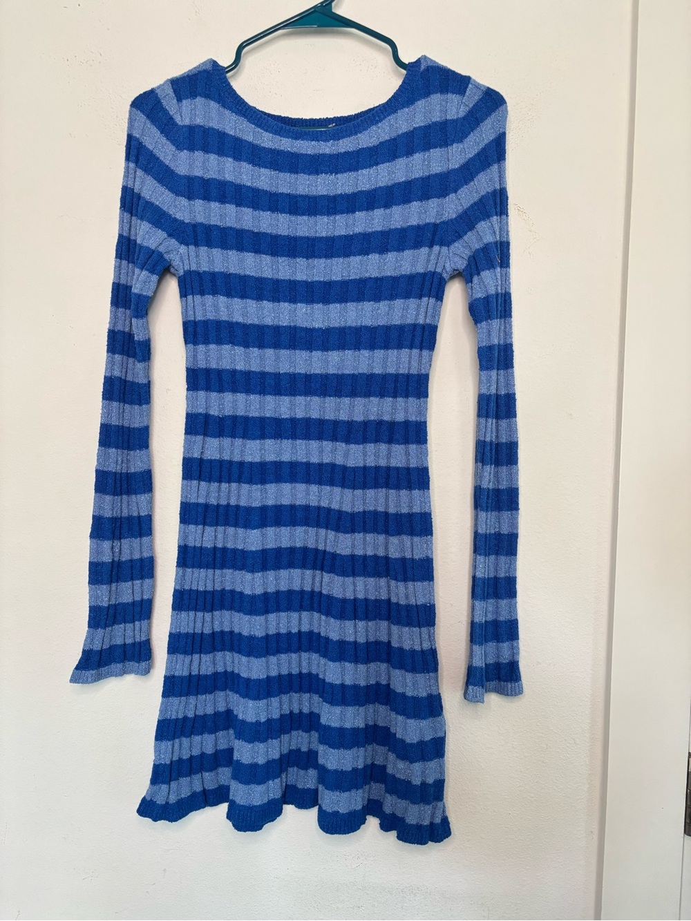 FREE PEOPLE NWT BLUE STRIPED FLOWY BOHEMIAN MIDI DRESS SZ SMALL